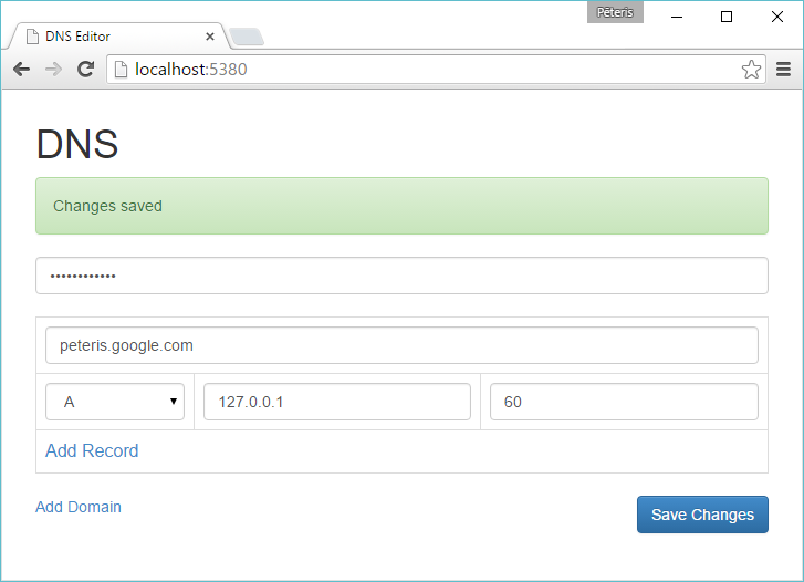 DNS proxy server UI