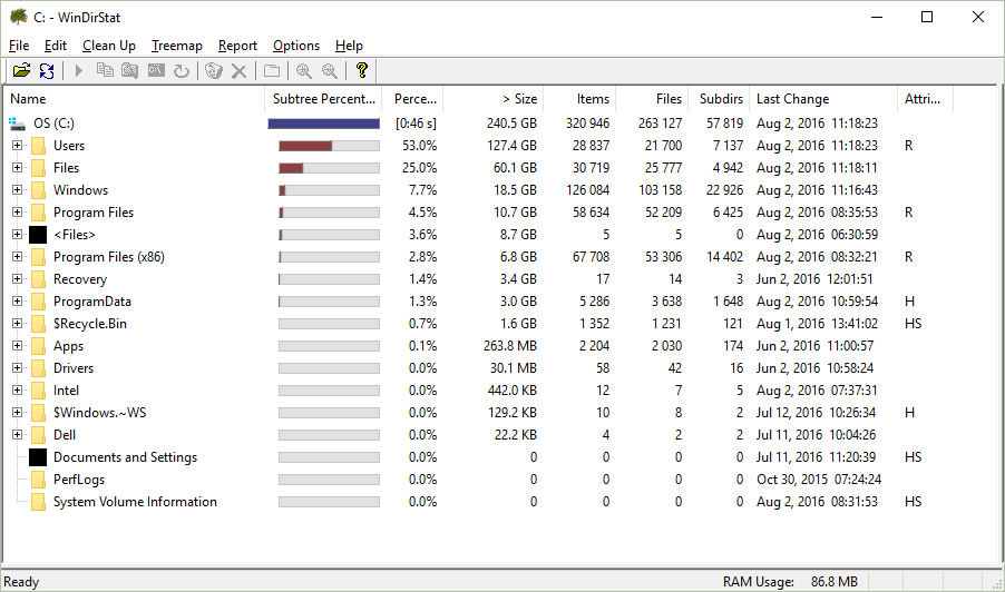 Screenshot of WinDirStat