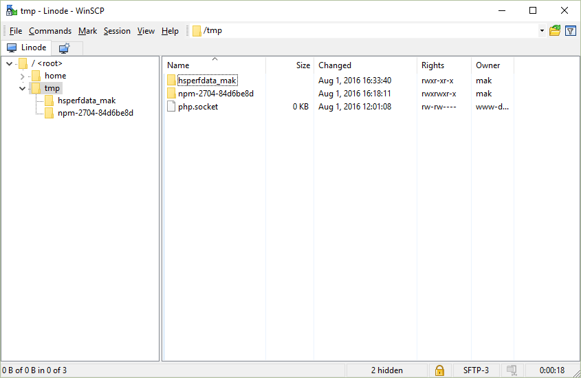 Screenshot of WinSCP