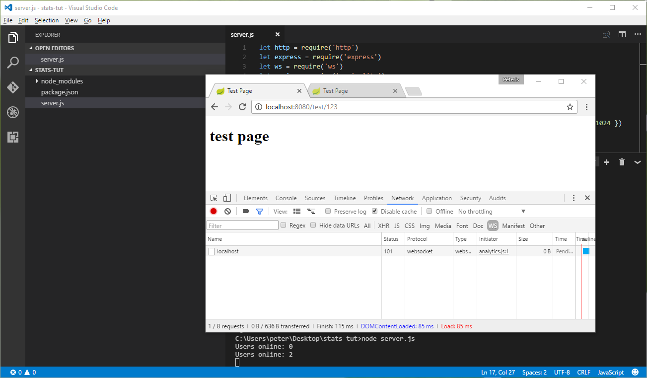 Screenshot of VSCode and Chrome