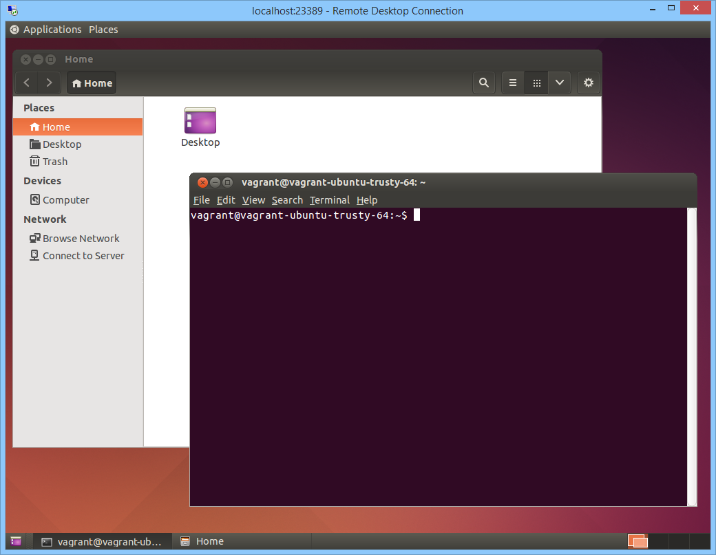 Ubuntu Server with Ubuntu Desktop via Remote Desktop screenshot