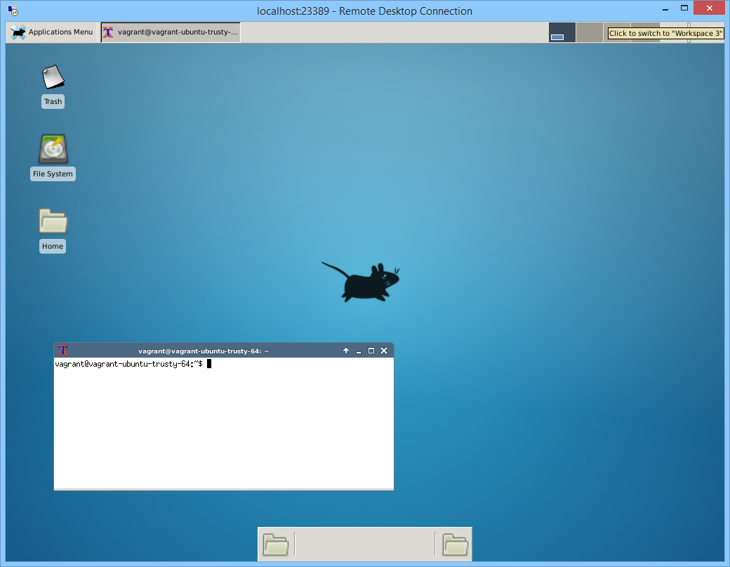 Ubuntu Server with Xfce via Remote Desktop screenshot
