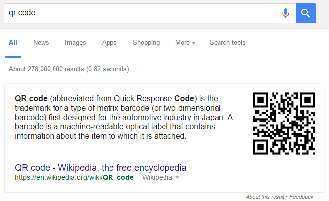 QR code in Google Search
